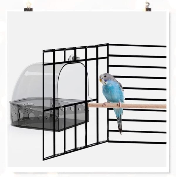 mongtsamz N-D Bañera para pájaros, Loros, bañera, comedero Colgante, Jaula para pájaros, Accesorio para, para pequeños pájaros, pinzones, periquitos, Canarios, Loro, Transparente, 15,5 x 13 x 15,3 cm - Image 3