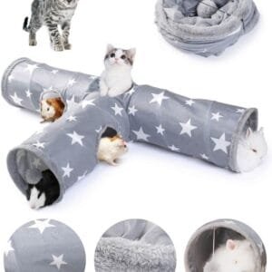 JanYoo Túnel de conejo, conejo, escondite, juguetes para conejos, accesorios, conejillo de indias, hurón, gatito, túneles plegables de 3 maneras