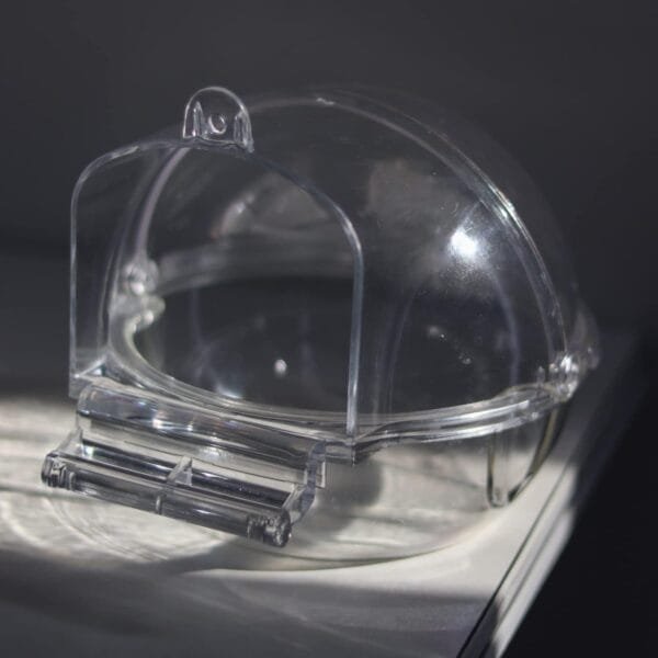 Bañera para pájaros, bañera para pájaros, comedero colgante para pájaros, accesorio para jaula de pájaros, pinzón, periquito, canario, loro, único, transparente, 1 pieza, 16 x 14 x 9,3 cm - Image 8