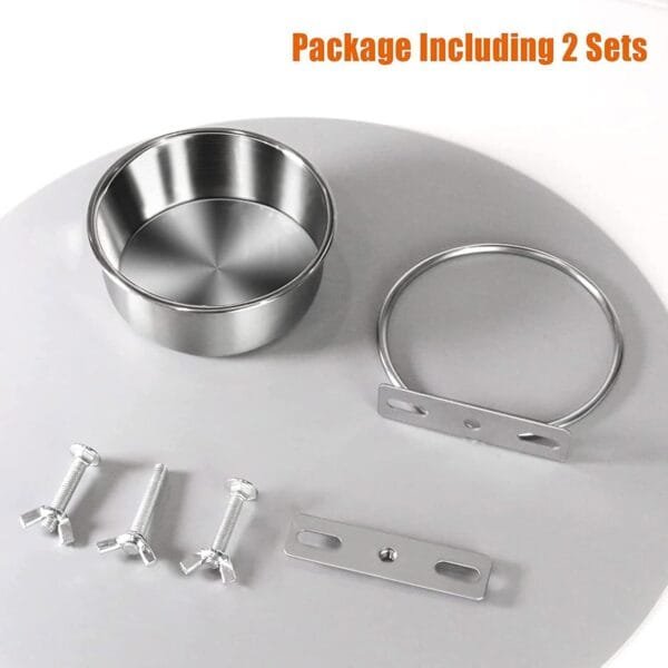 Tazas de comida para pájaros, cuenco extraíble de acero inoxidable para loros, cuencos de comida para loros, cuenco de comedero para pájaros con abrazadera, tazas de plato de alimentación para pájaros - Image 4