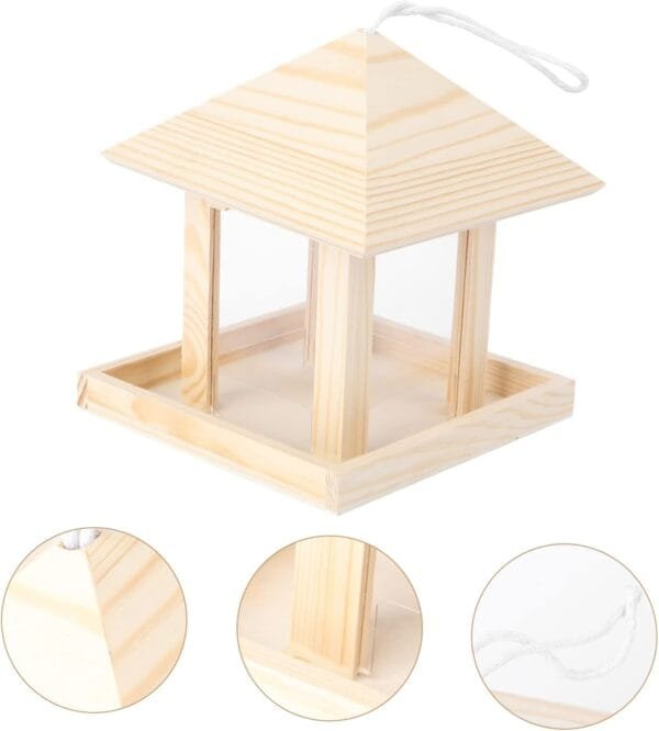 Yardwe 1 Pc comedero para pájaros de Madera comederos comedero para pájaros al Aire Libre comedero pajaros Bird Feeder contenedores para Comida bandejas Soporte para Comida de pájaros - Image 6
