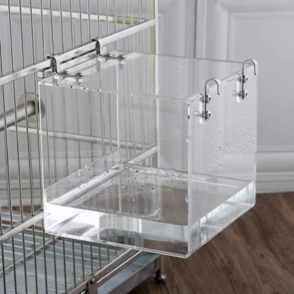 ZHOUJIE Baño para pájaros en la Jaula, bañera para pájaros Dentro de la Jaula, Caja de baño para pájaros con Gancho, Accesorio para jaulas de periquitos, Loros, crestas, cacatúas - Image 2