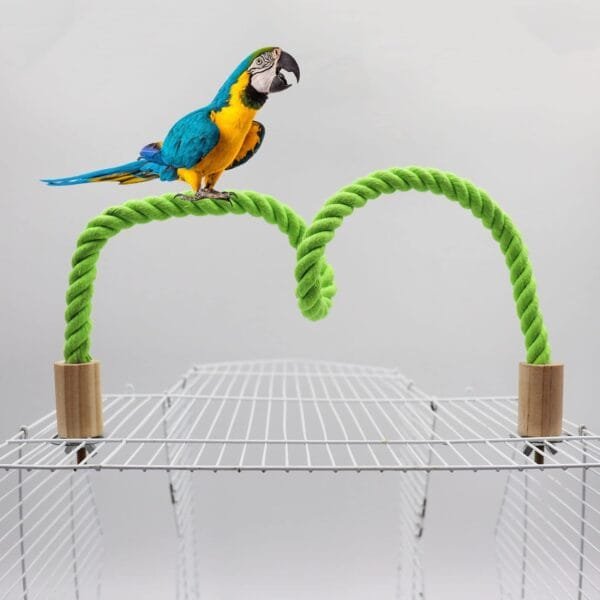 Paquete de 2 columpios de cuerda de cáñamo para pájaros, accesorios de poste de soporte para jaula de pájaros, perca de escalada de pie para loro, periquito, periquitos y tortolitos (L (39.37 - Image 2