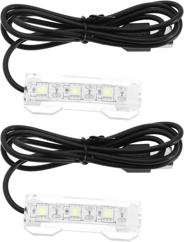 VGOL 2 Piezas Pequeña Luz de Acuario Cable Negro Luz Blanca Tira USB Agua Planta Luz USB Mini Escritorio Pecera Luces LED Blancas Accesorios de Acuario