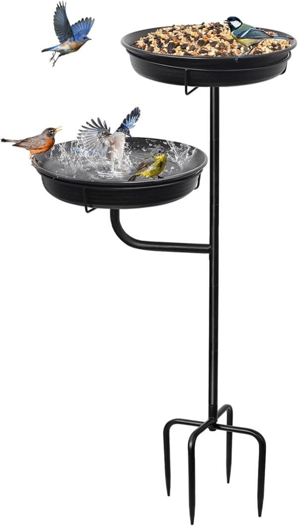 Giyiprpi Baño para pájaros Baño para pájaros Tazón de Comida Punto de Agua Baño para pájaros de pie Jardín para pájaros Silvestres Bebedero de Agua para pájaros Jardín Independiente Comedero para páj