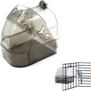 Bañera para pájaros, loros, bañera, comedero colgante, jaula para pájaros, bañera, caja de baño, accesorio para jaulas de pájaros para pequeños pájaros, pinzones, periquitos – 15,5 x 13 x 15,3 cm