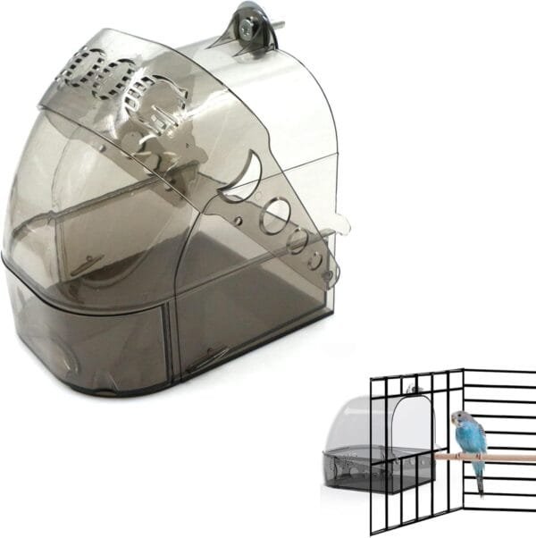 Bañera para pájaros, loros, bañera, comedero colgante, jaula para pájaros, bañera, caja de baño, accesorio para jaulas de pájaros para pequeños pájaros, pinzones, periquitos – 15,5 x 13 x 15,3 cm