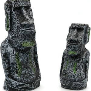 GNHG Decoración de Acuario, Estatua de Isla de Pascua, decoración de pecera, decoración de Acuario, Estatua de Resina Romana Antigua, Isla de imitación de Piedra, Paquete de 2