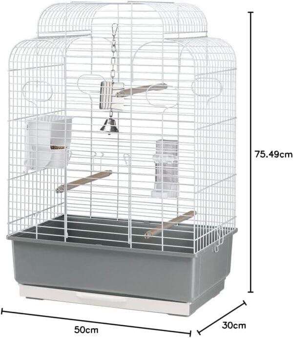 Ferplast Jaula para Pájaros, Aviario Gala Jaula Grande Pájaros, Loros, Periquitos, Pericos, Ninfas, de Metal, Todos los Accesorios Comedero Perchas 50 x 30 x h 75.5 cm. - Image 5