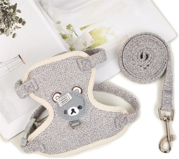 Norhogo Arnés de conejo, correa de conejo ajustable, accesorios para conejos, gatos, animales pequeños, 27-35 cm, 1,20 m (S, gris) - Image 4