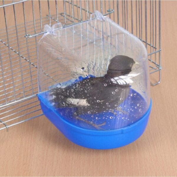 Baño de Loros, 13 * 13 * 13.5cm Baño de Pájaros, Accesorios para Jaulas de Pájaros, para Gatos, Pinzones, Periquitos, Hongos Blancos, Alondras y Pájaros Pequeños (Azul) - Image 4