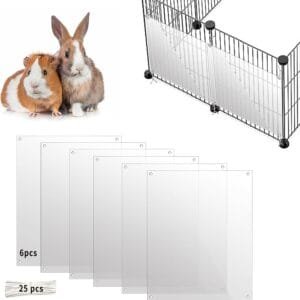 Oncpcare Paquete de 6 forros de protección para jaula de conejo, protector de orina, forro transparente de borde de jaula de cobayas, forro lateral de hábitat, accesorios para jaula de animales
