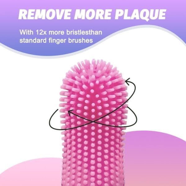 5 Paquetes Cepillo Dientes Perro, 360º Cepillo de Dientes para Perros de Dedo,Kit de Cepillo de Dientes de Limpieza de Dientes de Silicona para Cachorros, Gatos y Mascotas Pequeñas Cuidado(Rosa) - Image 3