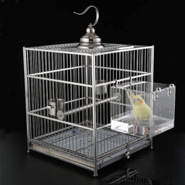 ZHOUJIE Baño para pájaros en la Jaula, bañera para pájaros Dentro de la Jaula, Caja de baño para pájaros con Gancho, Accesorio para jaulas de periquitos, Loros, crestas, cacatúas - Image 5