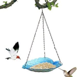 Comedero para pájaros, Cuenco de Cristal para baño de pájaros | Plato de Comida para pájaros para Jaula,con Gancho en Forma de S, Cuenco Colgante para baño de pájaros para terraza, Plato de