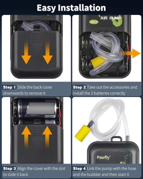 Pawfly Bomba Aire Acuario a Pilas 2.5 L/min Oxigenador Acuario a Batería Bomba Aireadora Silenciosa Portátil con Clip Trasero metálico para Pesca al Aire Libre Apagón y Transporte de Peces - Image 3
