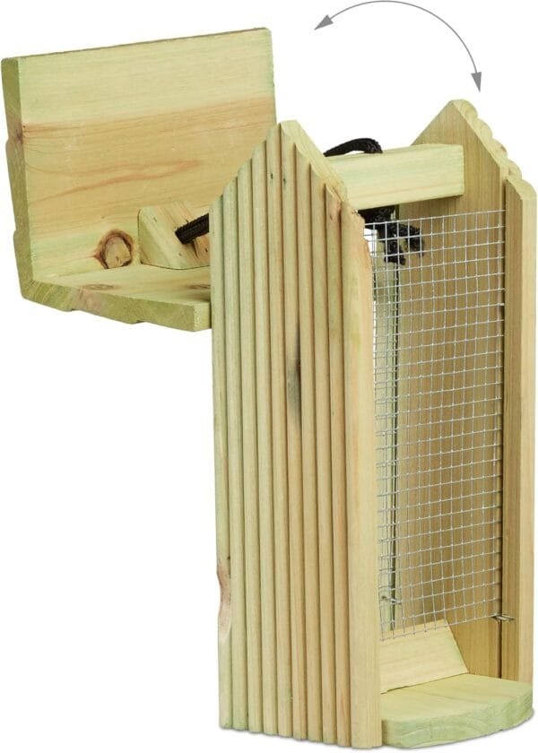 Relaxdays Comedero para Pájaros para Colgar Pequeño, Madera, Beige, 26 x 15 x 15 cm - Image 5