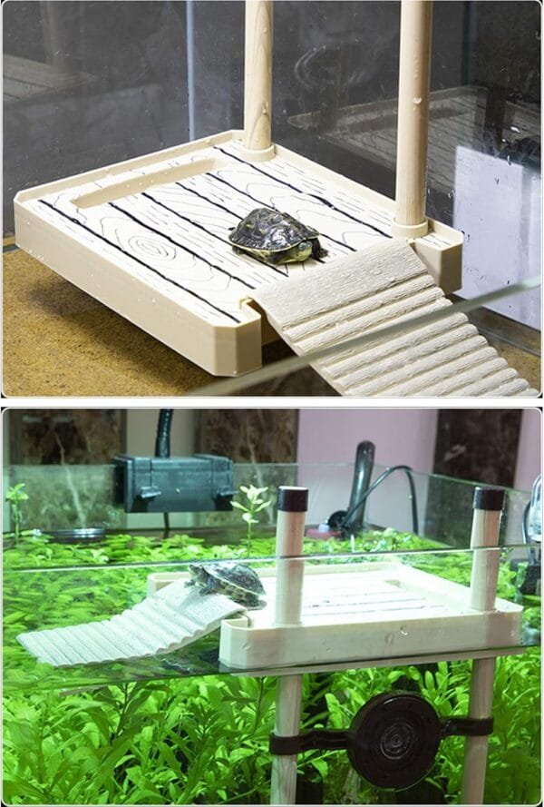 RoseFlower Plataforma Flotante para Reptiles, Tortugas Basking Plataforma con Ventosas para Acuario, Terraza Flotante de Tortugas con Escalera, para Reptiles y Anfibios Tomar el Sol Descansar #S - Image 2
