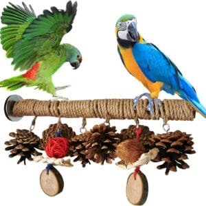 Soporte para pájaros para jaulas de pájaros, jaula de pájaros, juguetes de madera natural, accesorios para loros para cacatúas, pájaros pequeños