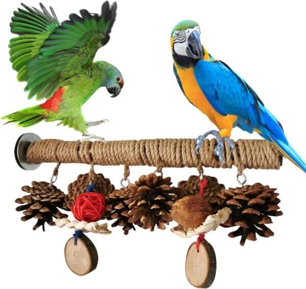 Soporte para pájaros para jaulas de pájaros, jaula de pájaros, juguetes de madera natural, accesorios para loros para cacatúas, pájaros pequeños