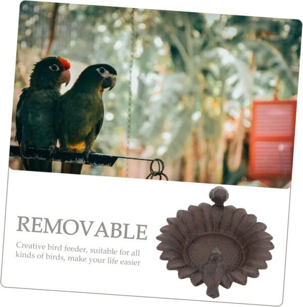 YARNOW Comedero para Pájaros De Metal con Diseño De Girasol y Doble Pájaro De Hierro Fundido Comida De Pajaro Alimentador De Jardín Al Aire Ardilla Alimenta a Los Pájaros Planchar - Image 8
