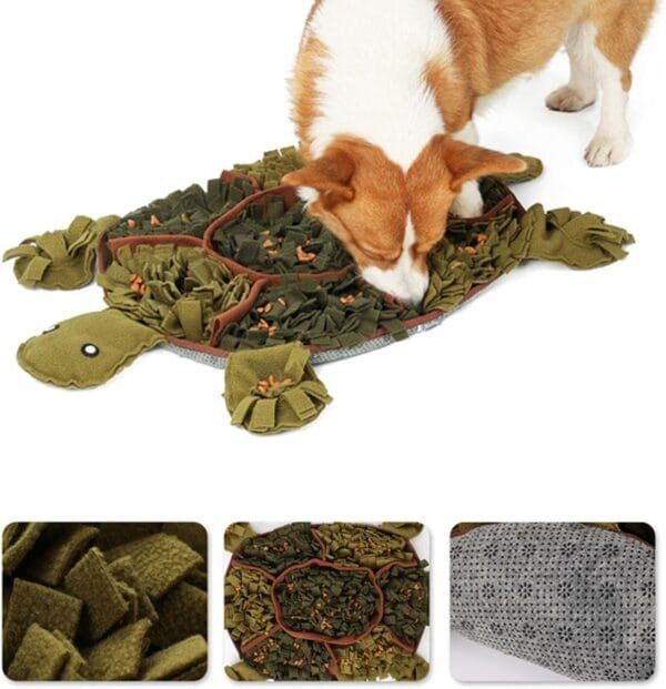 Eladcncmc Snuffle - Juguete de tortuga de peluche para perros, juguete dispensador de golosinas, resistente a los masticables, juguete suave para perros que fomenta las habilidades de búsqueda de - Image 3