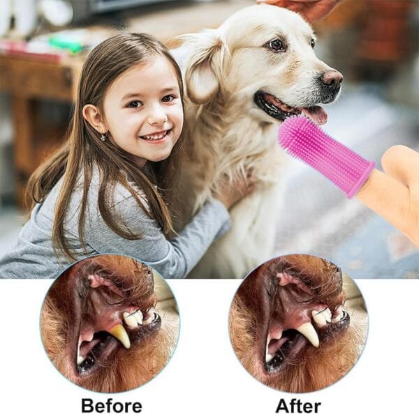 5 Paquetes Cepillo Dientes Perro, 360º Cepillo de Dientes para Perros de Dedo,Kit de Cepillo de Dientes de Limpieza de Dientes de Silicona para Cachorros, Gatos y Mascotas Pequeñas Cuidado(Rosa) - Image 4