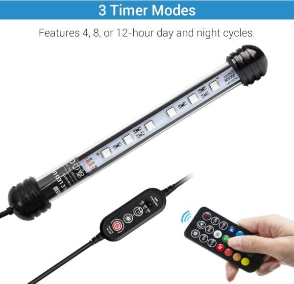 NICREW Luz Sumergible con Remoto Control y LED de Espectro Completo para Acuario, Luz Plantado Subacuática para Tanque con Pez, Lámpara Impermeable para Acuario, 2W - Image 5