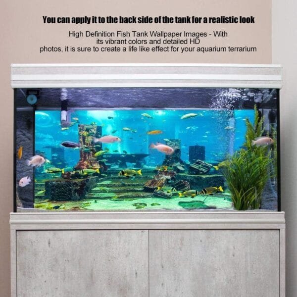 Acuario Fondo subacuático Etiqueta Adhesiva Papel Pintado Adhesivo de Doble Cara Pecera Imágenes Decorativas Fondo subacuático Imagen Decoración(61 * 30cm) - Image 3