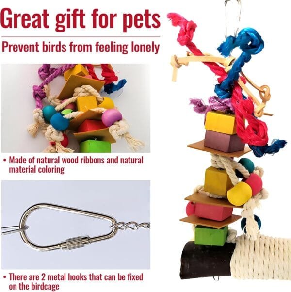Juguetes para Pajaros, Juguetes para Columpios de Pájaros,Juguetes para Pájaros Colorful Columpio para Loros Accesorios Jaula Pajaros Bite Toy,Columpios para Pájaros Loros Hamacas para Pájaros - Image 3