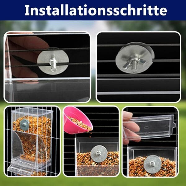 Comedero automático para pájaros, loros, comedero para pájaros, acrílico, transparente, comedero para pájaros, jaula para pájaros, accesorios para cacatúas, accesorios para periquitos, accesorios para - Image 5