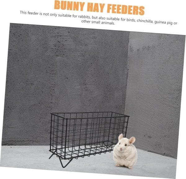 Bastidor de heno para conejitos conejo hay rack Bunny alimentador metal marco guinea cerdo hay metal hierro forjado negro cesta conejo hay guinea cerdo alimentador de heno para conejo - Image 4