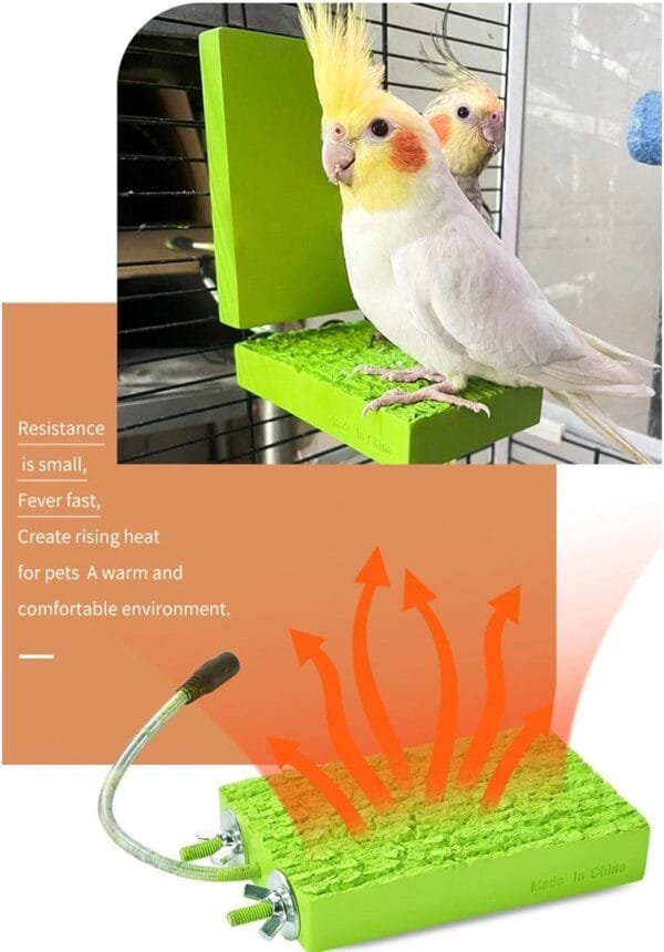 Fowybe Percha para pájaros con calefacción - Calentador termostático para 5 W para Jaula,Percha termostática Resistente a mordeduras para pájaros, Accesorios Jaula para Loros, hámster - Image 7