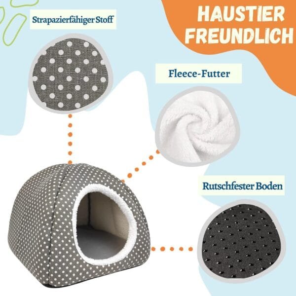 Dyrdekly Cueva de conejo grande cama de conejillo de indias lavable casa y escondite de forro polar para conejos de interior, accesorios para jaula de animales pequeños - Image 3