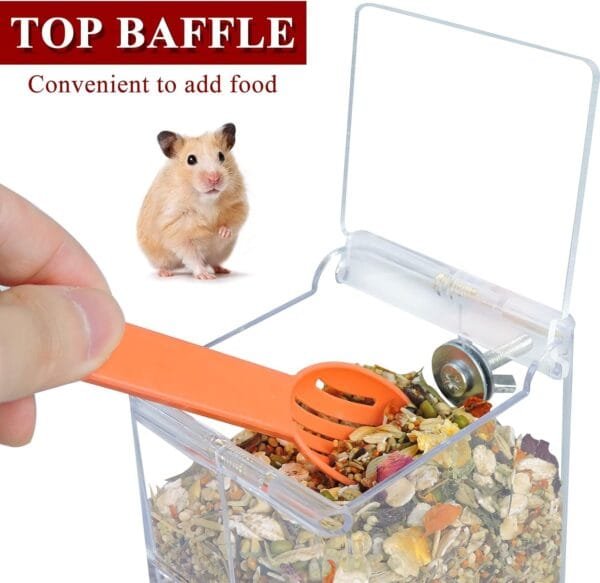Andiker Alimentador automático de hámster, 400 ml, acrílico transparente, alimentador automático de alimentos acrílico, apto para mascotas pequeñas como hámsters, ardillas, cobayas y pájaros (400 ml) - Image 3