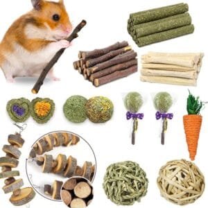Camiter 31 PCS Juguetes para Conejos, Juguetes para Masticar Conejos, Juguete de Masticar para Dientes de Molienda para Conejos, para Chinchillas, Hámsters, Cobayas