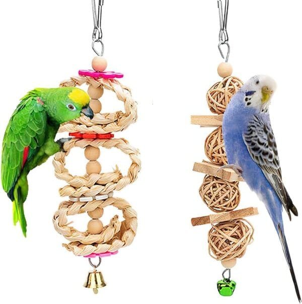Juguetes Agapornis, 8pcs Agapornis Accesorios, Accesorios para Jaulas De Pájaros para Cacatúas, Pájaros, Masticar, Madera Natural, Hamaca, Campana, Jaula De Pájaros - Image 5