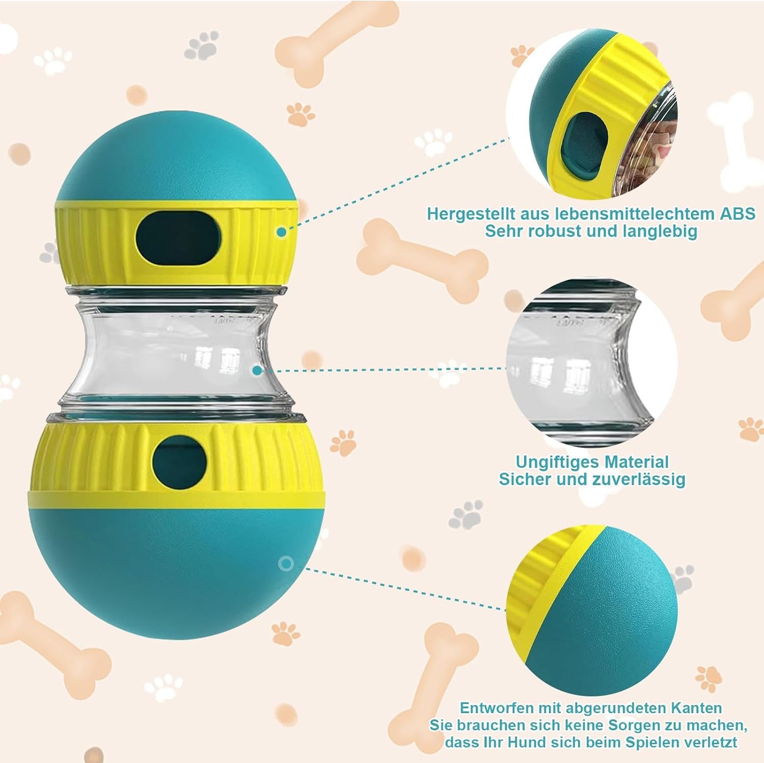 Cabertary Juguete interactivo para perros, juguete indestructible para cachorros, comedero, dispensador de golosinas, dispensador de comida para perros,alimentación lenta para razas grandes y medianas - Image 2