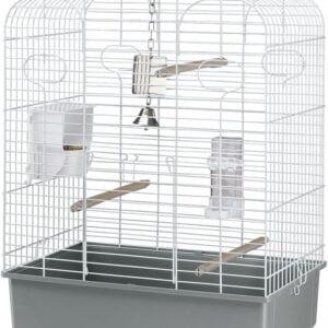 Ferplast Jaula para Pájaros, Aviario Gala Jaula Grande Pájaros, Loros, Periquitos, Pericos, Ninfas, de Metal, Todos los Accesorios Comedero Perchas 50 x 30 x h 75.5 cm.