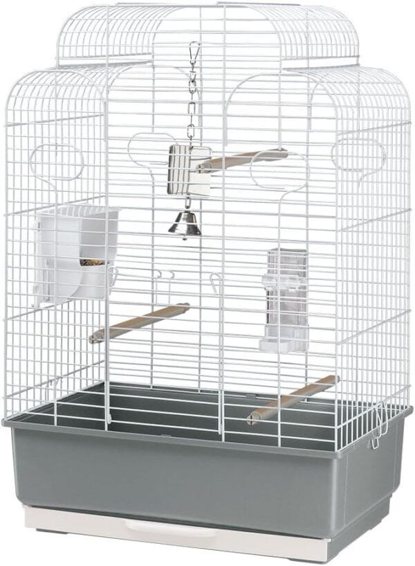 Ferplast Jaula para Pájaros, Aviario Gala Jaula Grande Pájaros, Loros, Periquitos, Pericos, Ninfas, de Metal, Todos los Accesorios Comedero Perchas 50 x 30 x h 75.5 cm.