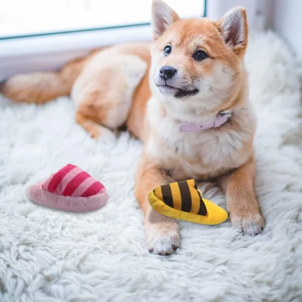 FuninCrea Juguete de Peluche para Perros, Bonitas Zapatillas de Casa Juguetes Interactivos, para Perros Medianos y Cachorros Juguete para Morder para Reducir el Aburrimiento (Rosa) - Image 6