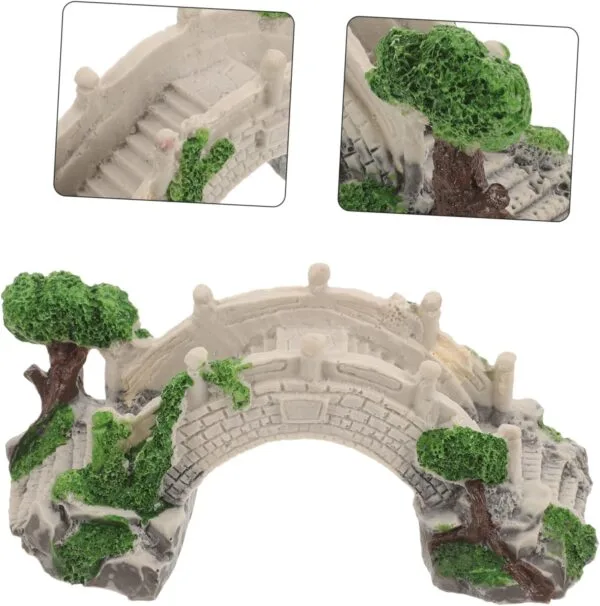 BESPORTBLE Puente decorativo para acuario, puente de reptiles, mini puente de arco, refugio de camarones, cueva de tortugas, casa de reptiles, jardines de hadas, puente, decoración de peceras, mini - Image 6