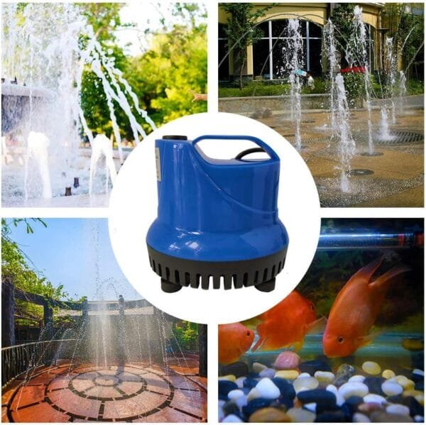 Homvik Bomba de Agua Sumergible 3000L/H 60W con 3 Boquillas Bomba de Agua para Fuente Acuario Estanque Pecera Ultra Silencioso Circulación de Agua Dulce y Marino 3.5m de Altura - Azul - Image 6
