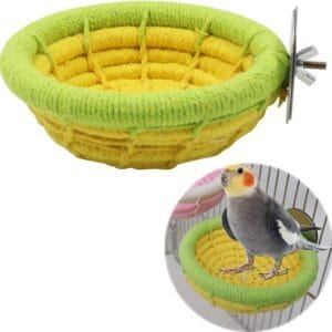 Nidos Para PáJaros Nido Periquitos - Cuerda AlgodóN Hecha A Mano CríA Loros Jaulas Juguete CacatúA Tejida Accesorios Periquito PinzóN Canario Y Pajarita PequeñA Jaula De Loro, Amarillo 1 Pieza