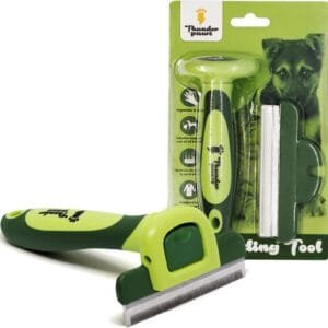 Thunderpaws Peine Profesional para Mascotas, Herramienta de Cuidado para Perros, D-Shedz para Razas de Perros, Gatos con Pelo Corto o Largo, Pequeño, Mediano y Grande (Verde)
