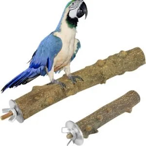Andiker 2 Piezas Soporte de Pájaro, Juego de Loro de Madera Natural Perch, Barra de Molienda de Garras de Pájaro, Budgies, Parots, Conures, Lovebirds, Accesorios de Jaula de Juguete (10cm+20cm)