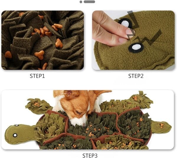 Eladcncmc Snuffle - Juguete de tortuga de peluche para perros, juguete dispensador de golosinas, resistente a los masticables, juguete suave para perros que fomenta las habilidades de búsqueda de - Image 4