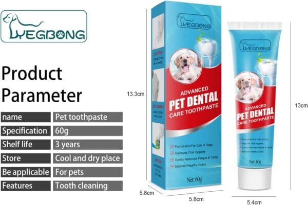 Pasta de Dientes para Perros y Gatos, Limpieza Dental para Perros, Cuidado Dental para Perros y Gatos, para La Limpieza E Higiene Bucal De Los Perros, Previene El Mal Aliento 60g - Image 5