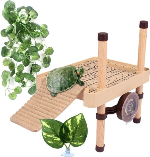 RoseFlower Plataforma Flotante para Reptiles, Tortugas Basking Plataforma con Ventosas para Acuario, Terraza Flotante de Tortugas con Escalera, para Reptiles y Anfibios Tomar el Sol Descansar #S - Image 8