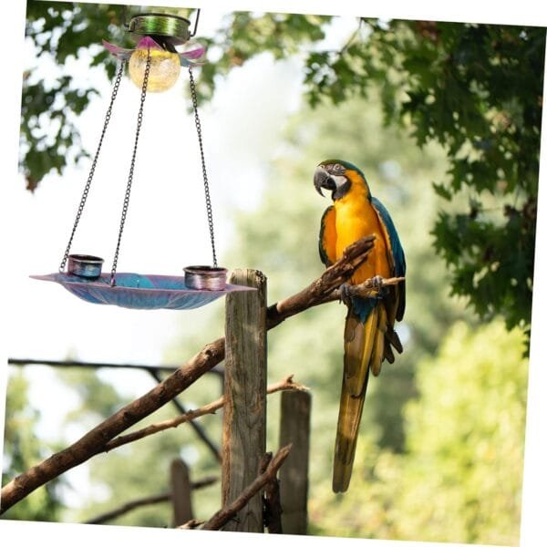 YARNOW Comedero Solar para Pájaros Comedero para Pájaros Novedoso Comederos para Pájaros Pinzones Iluminar Comedero para Pájaros Colgando Solar Candelabro Colgante Comida De Pajaro Vidrio - Image 4